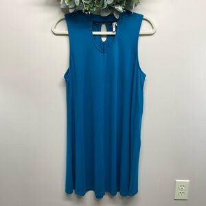 NWOT Mudd Sleeveless Swing Dress High Neck with Cutout Turquoise L